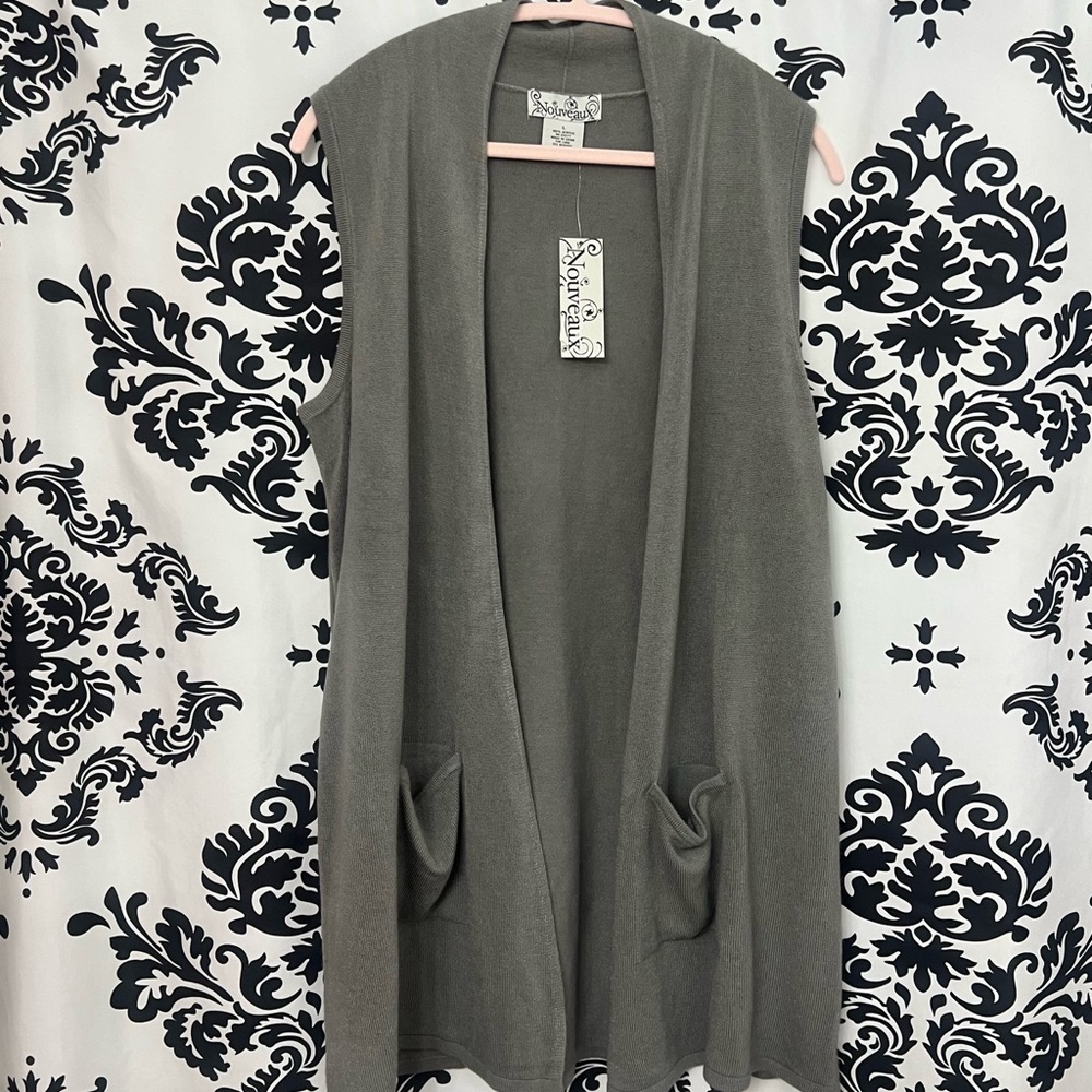 Gray Sleeveless Cardigan Vest NWT